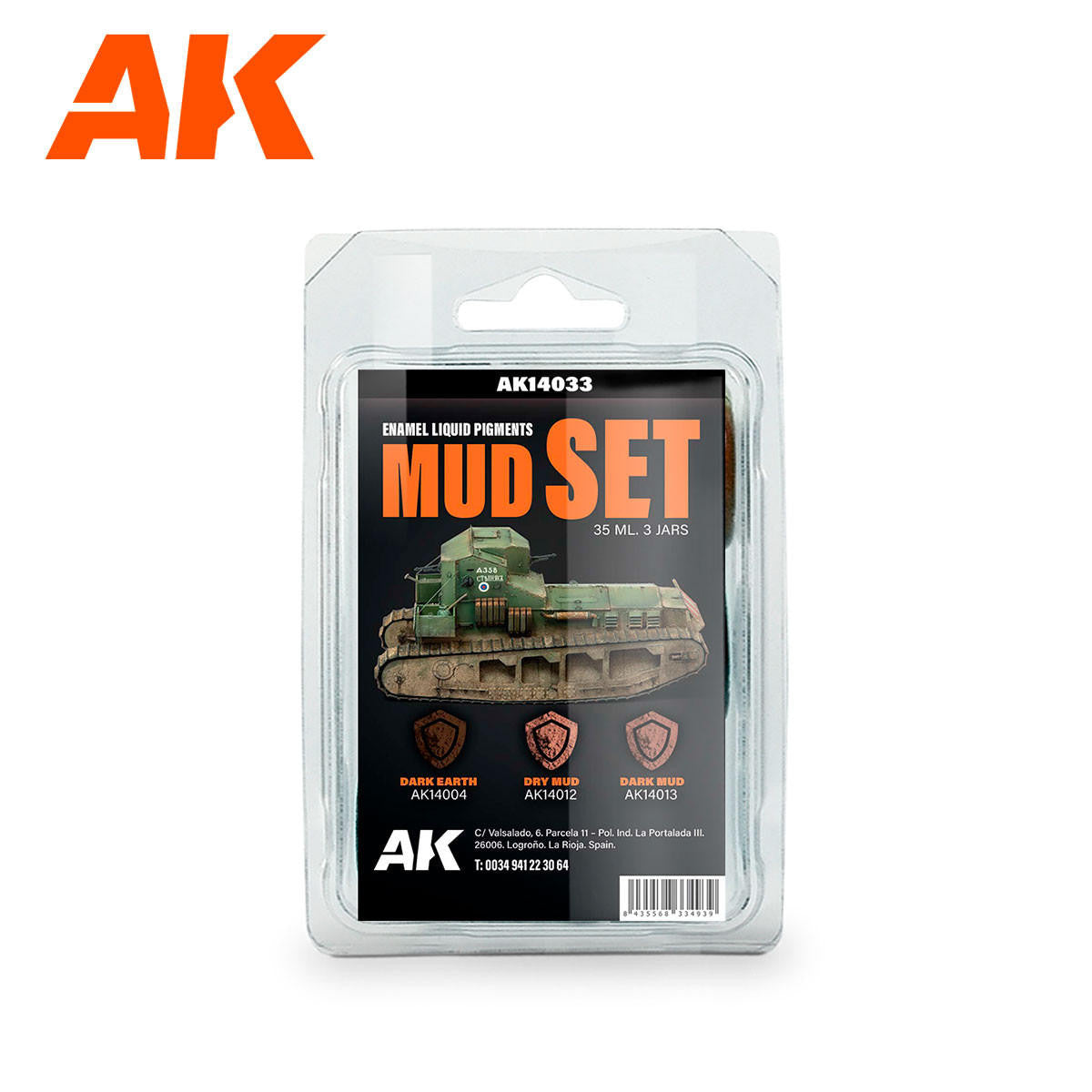 AK Interactive Enamel Liquid Pigment Mud Set AK14033